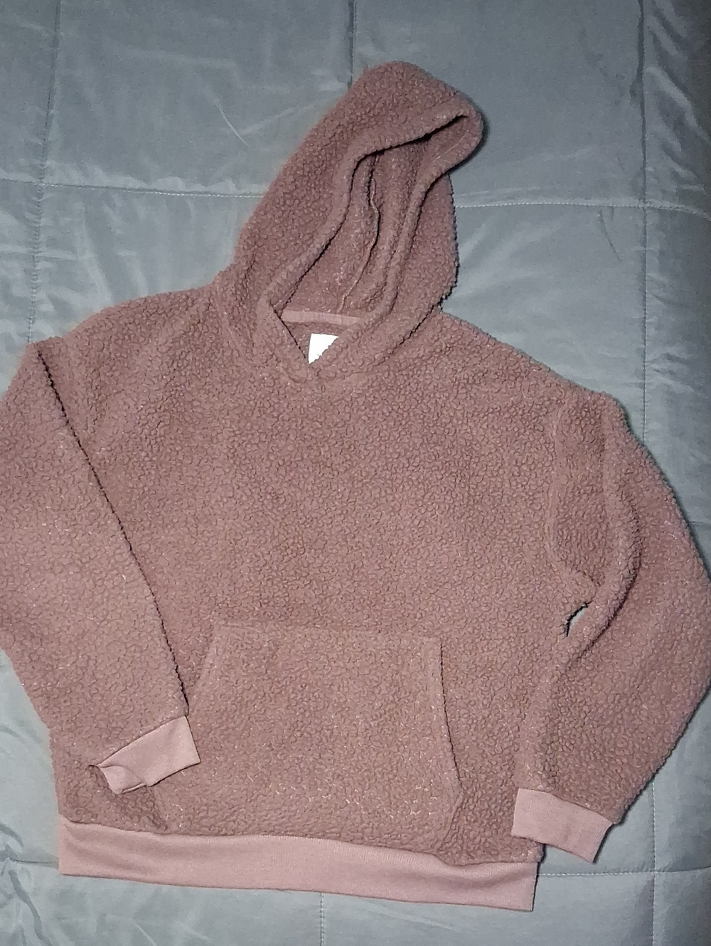 American Eagle Outfitters Oversized Plush Hooded Sherpa Pullover in Mauve XS